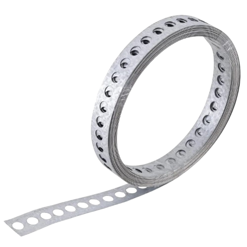 Imagem ilustrativa de fita de aço galvanizado perfurada